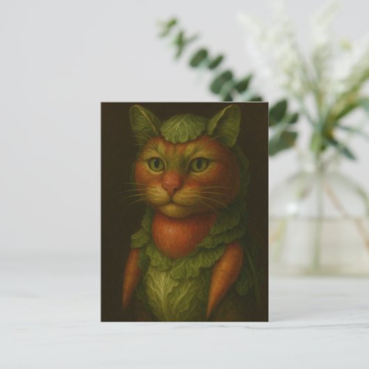 Renaissance Cat Portrait Briefkaart (Staand voorkant)
