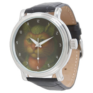 Renaissance Cat Portrait Horloge