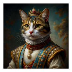 Renaissance Cat Portrait Perfect Poster