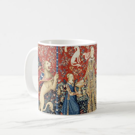 Renaissance Dame en Eenhoorn (Smaak) Koffiemok (Voorkant links)