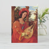 Renaissance Dame in het rood speelt Luit Feestdagenkaart (Staand voorkant)