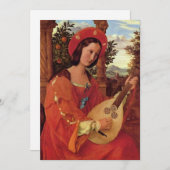 Renaissance Dame in het Rood spelen Lute Feestdagenkaart (Voorkant / Achterkant)