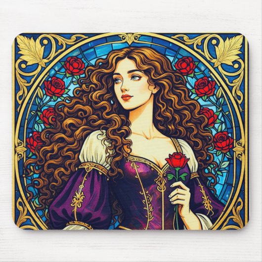 Renaissance-dame met roos muismat (Voorkant)