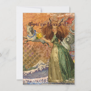 Renaissance Dame Steenbok Fantasie Vintage Zodiac Kaart