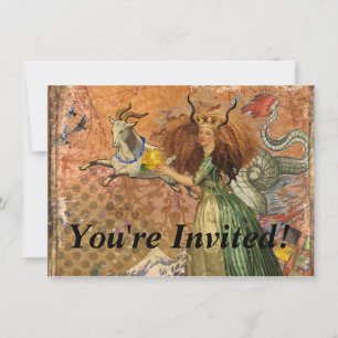 Renaissance Dame Steenbok Fantasie Vintage Zodiac Kaart