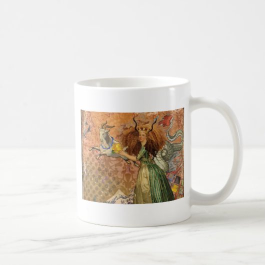 Renaissance Dame Steenbok Fantasie Vintage Zodiac Koffiemok (Rechts)