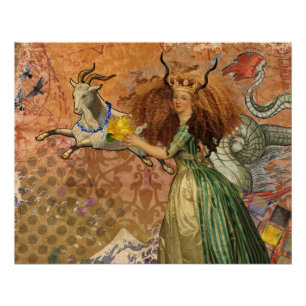 Renaissance Dame Steenbok Fantasie Vintage Zodiac Poster