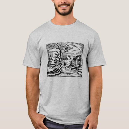 Renaissance Duiven in Bomen Aesop's Fables T-shirt (Voorkant)