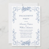 Renaissance Dusty Blue ENGAGEMENT PARTY Kaart (Voorkant)