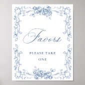 Renaissance  Dusty Blue Favors Wedding Poster (Voorkant)