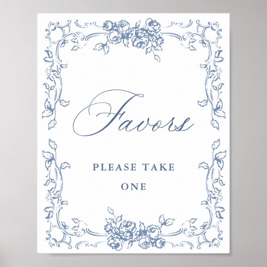 Renaissance  Dusty Blue Favors Wedding Poster (Voorkant)