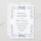 Renaissance  Dusty Blue Floral Vrijgezellenfeest Kaart (Voorkant)