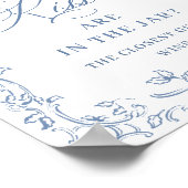 Renaissance Dusty Blue Floral Vrijgezellenfeest Poster (Hoek)