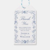 Renaissance  Dusty Blue Floral Wedding Cadeaulabel (Voorkant)