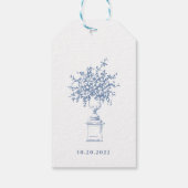 Renaissance  Dusty Blue Floral Wedding Cadeaulabel (Achterkant)