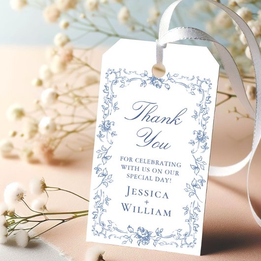 Renaissance  Dusty Blue Floral Wedding Cadeaulabel