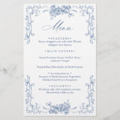 Renaissance Dusty Blue Floral Wedding Menu (Voorkant)