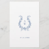 Renaissance Dusty Blue Floral Wedding Menu (Achterkant)