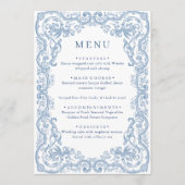 Renaissance Dusty Blue Floral Wedding Menu (Voorkant)