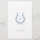 Renaissance  Dusty Blue Floral Wedding Menu (Achterkant)