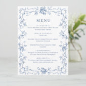 Renaissance Dusty Blue Floral Wedding Menu (Staand voorkant)