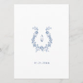Renaissance Dusty Blue Floral Wedding Menu (Achterkant)