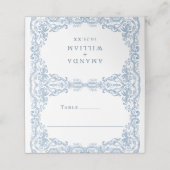 Renaissance Dusty Blue Floral Wedding Plaatskaartje (Buitenkant ongevouwen)