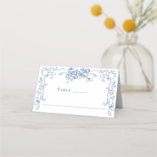 Renaissance  Dusty Blue Floral Wedding Plaatskaartje