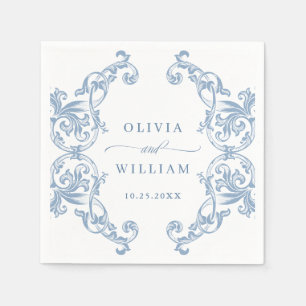 Renaissance  Dusty Blue Floral Wedding Servet