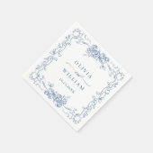 Renaissance  Dusty Blue Floral Wedding Servet (Hoek)