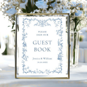 Renaissance  Dusty Blue Guestbook Sign Poster