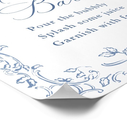 Renaissance  Dusty Blue Mimosa Bar Sign Poster (Hoek)