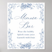 Renaissance  Dusty Blue Mimosa Bar Sign Poster (Voorkant)