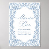Renaissance Dusty Blue Mimosa Bar Sign Poster (Voorkant)
