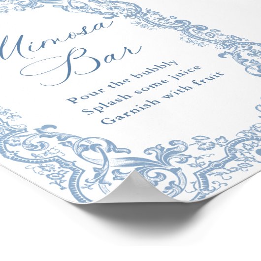 Renaissance Dusty Blue Mimosa Bar Sign Poster (Hoek)