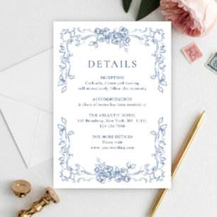 Renaissance  Dusty Blue Wedding Details Informatiekaartje