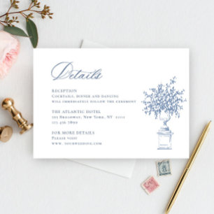 Renaissance Dusty Blue Wedding Details Informatiekaartje
