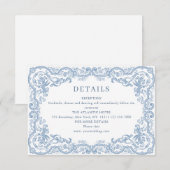Renaissance  Dusty Blue Wedding Details Informatiekaartje (Voorkant / Achterkant)