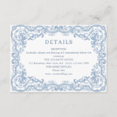 Renaissance  Dusty Blue Wedding Details Informatiekaartje (Voorkant)
