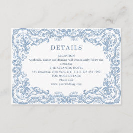 Renaissance Dusty Blue Wedding Details Informatiekaartje