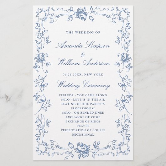 Renaissance  Dusty Wedding Ceremony Programma (Voorkant)