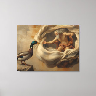 Renaissance Eend Parodie Kunst – Grappige Eend Rei Canvas Afdruk