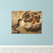 Renaissance Eend Parodie Kunst – Grappige Eend Rei Canvas Afdruk (Insitu (Houten vloer))