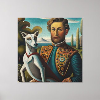 Renaissance Elegance Italian Greyhound and Noble Canvas Afdruk