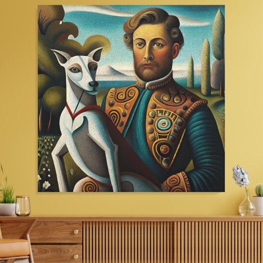 Renaissance Elegance Italian Greyhound and Noble  Canvas Afdruk (Insitu (Woonkamer))