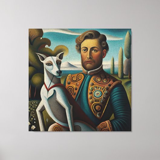 Renaissance Elegance Italian Greyhound and Noble Canvas Afdruk (Voorkant)