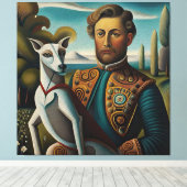 Renaissance Elegance Italian Greyhound and Noble Canvas Afdruk (Insitu (Houten vloer))
