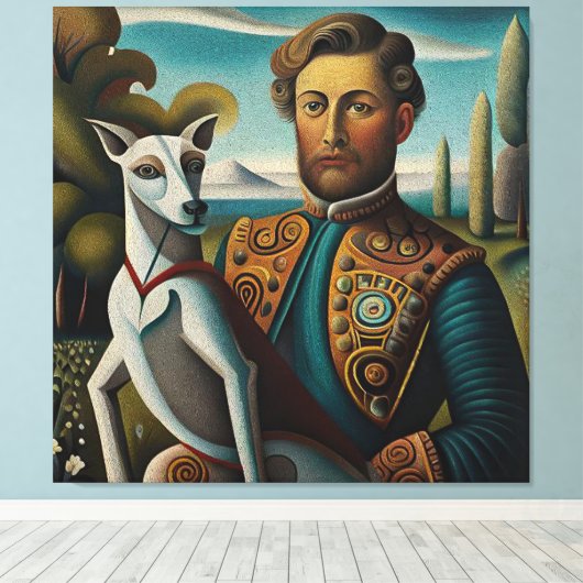 Renaissance Elegance Italian Greyhound and Noble Canvas Afdruk (Insitu (Houten vloer))