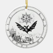 Renaissance Embleem Vleermuis en Kaars Keramisch Ornament (Voorkant)