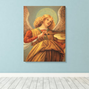 Renaissance engel die viool speelt Melozzo da Forl Canvas Afdruk